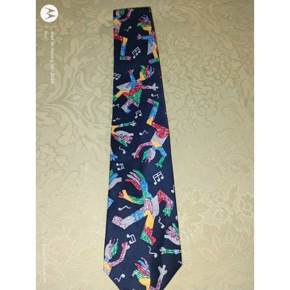 Save The Children Mens Tie Silk Multicolor Musical Cartwheels